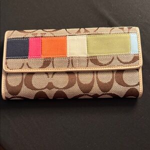 COACH Legacy Trifold ⚠️Y2K Vintage⚠️Color-block Monogram Wallet 🔥RARE